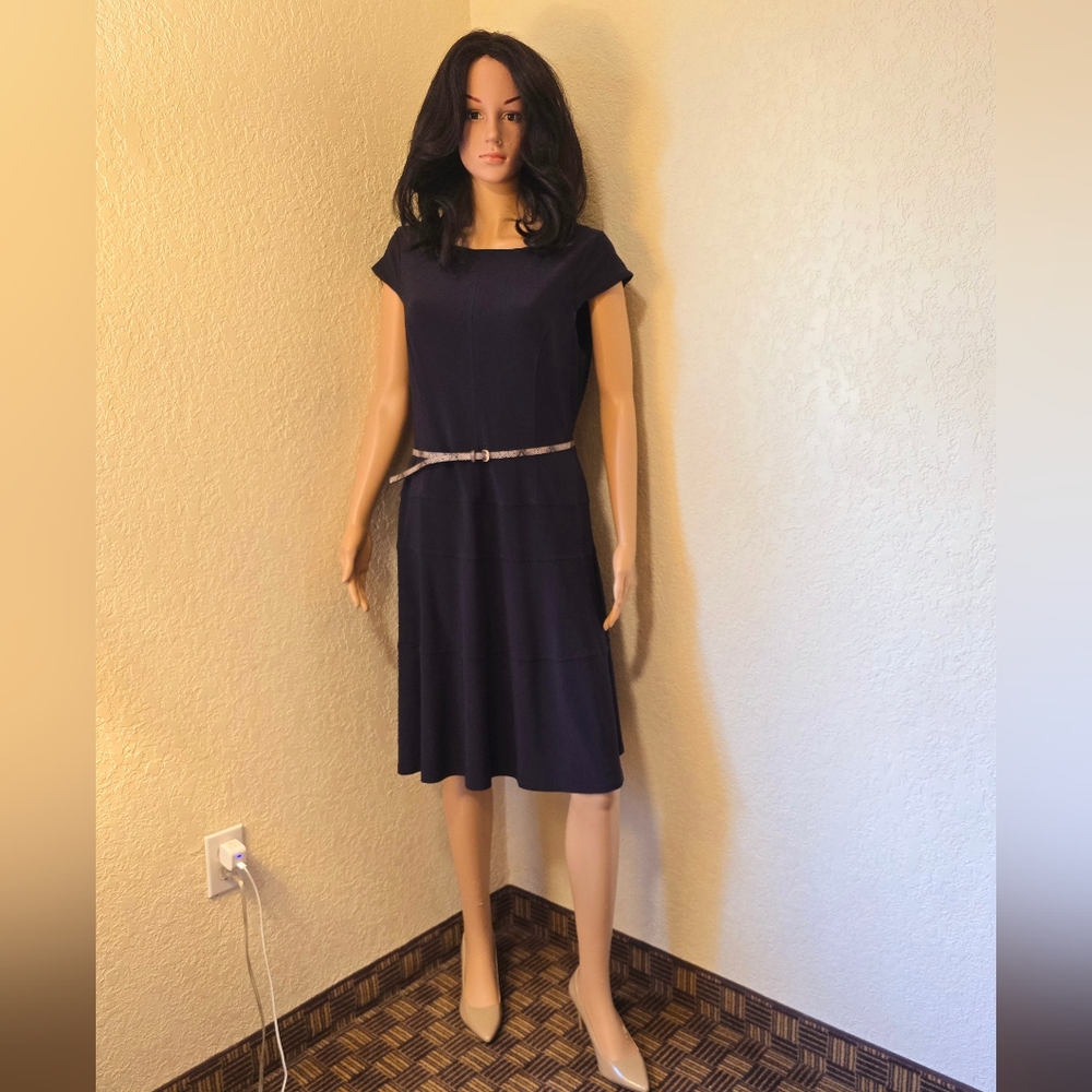 Jones New York Black A-Line Midi Dress